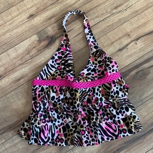 💗Leopard print tankini top L 14